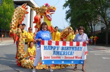 July 4th parade with the Chinese school marchers